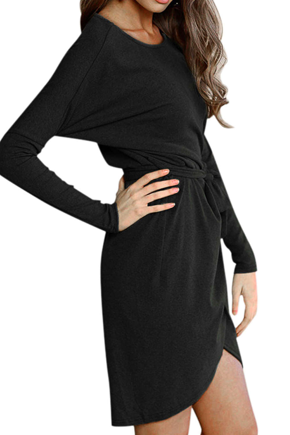 Iyasson Long Sleeve Belted Wrap Mini Dress