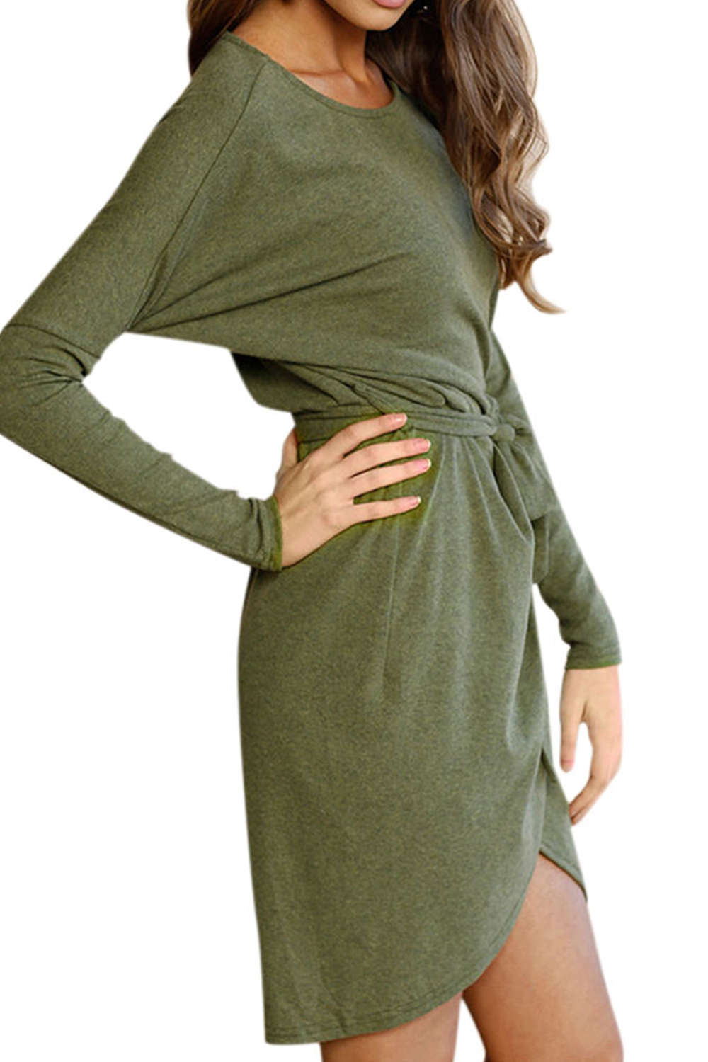 Iyasson Long Sleeve Belted Wrap Mini Dress