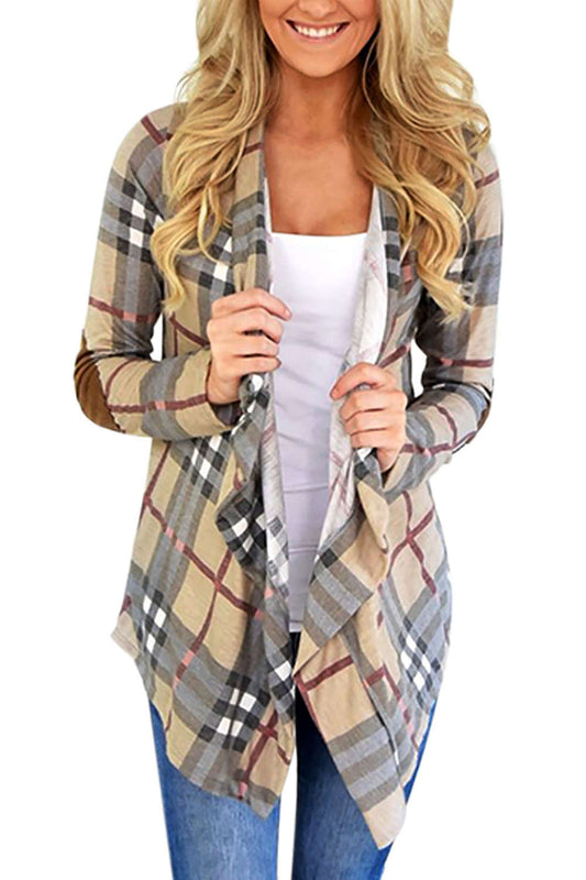 Iyasson Plaid Long Sleeve Open Front Cardigan