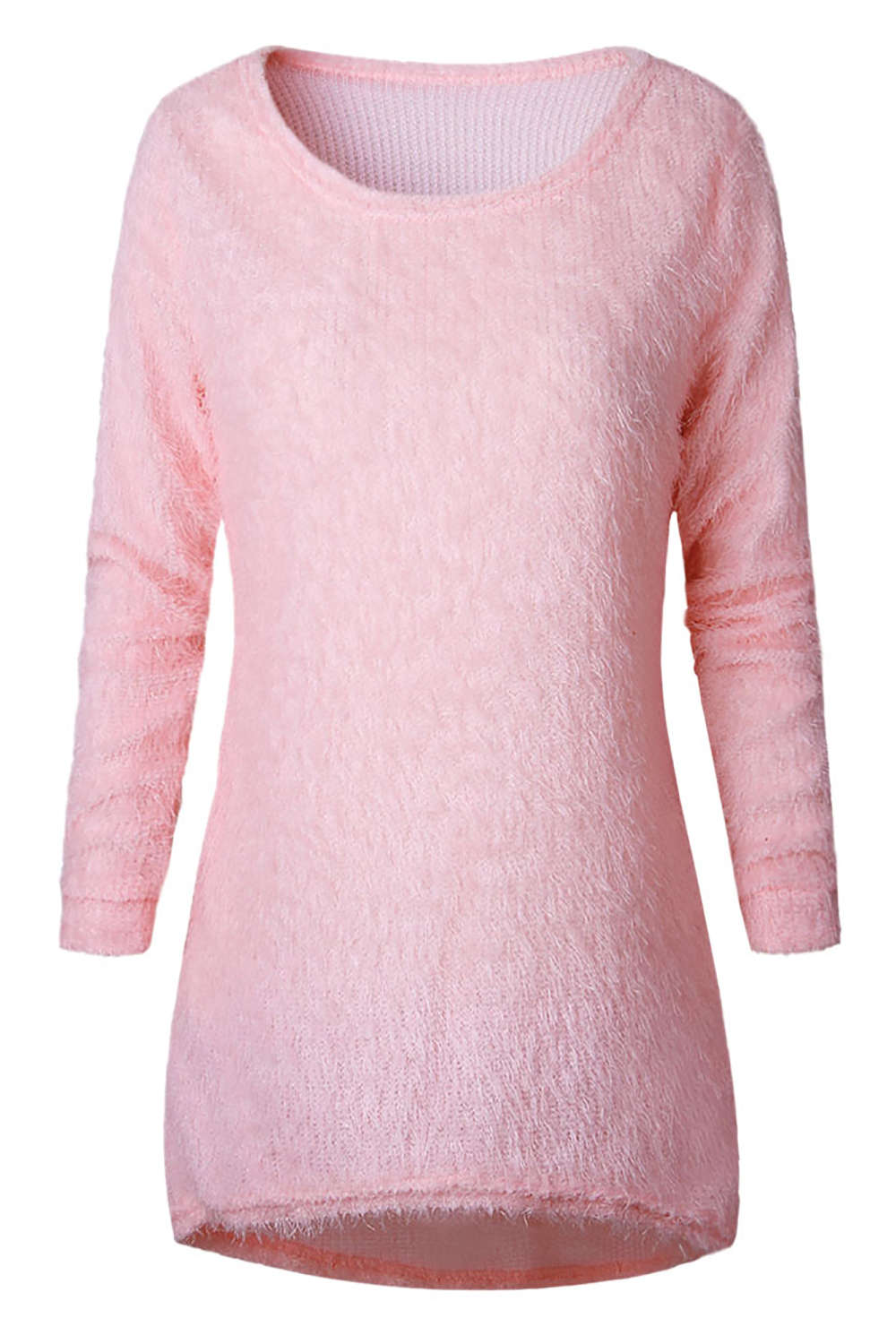 Iyasson Scoop Neck Long Sleeve Fluffy Jumper