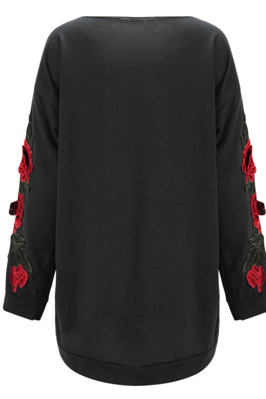 Iyasson Flora Embroidery One-shoulder Hoodie