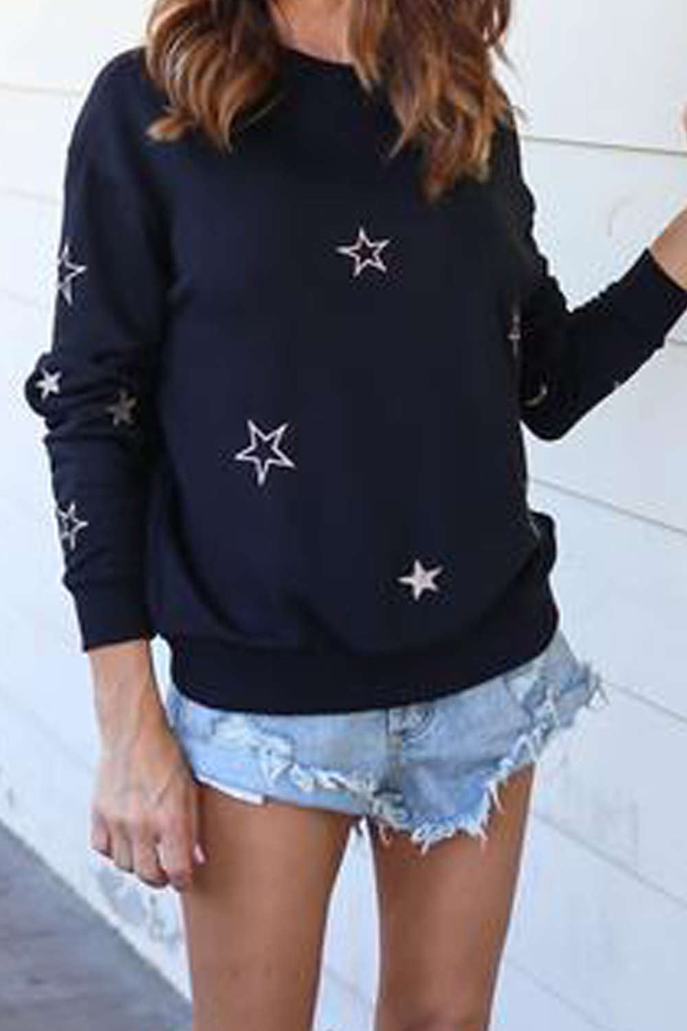 Iyasson Star Print Relaxed Fit Sweater