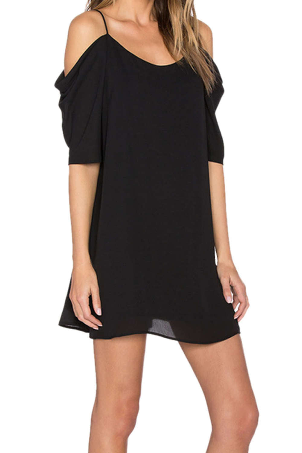 Iyasson Cold Shoulder A-Line Mini Dress