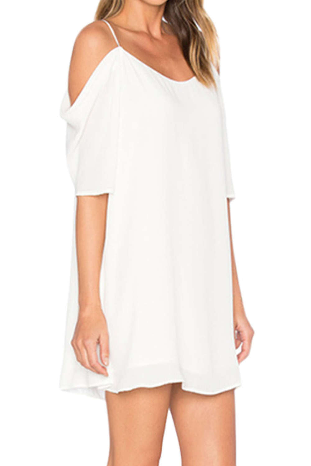 Iyasson Cold Shoulder A-Line Mini Dress