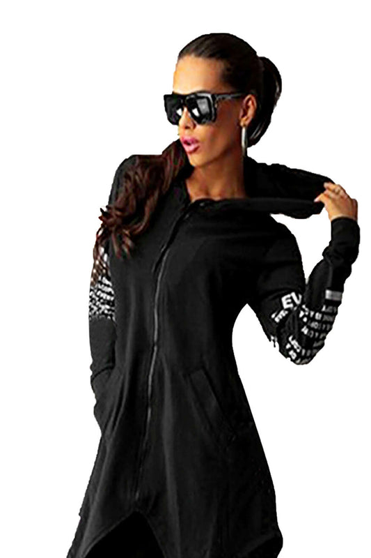 Iyasson Front Zip Long Sleeve Hoodie