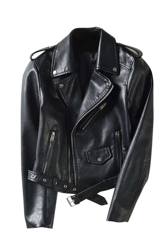 Iyasson Women's Faux Leather Biker Jacket