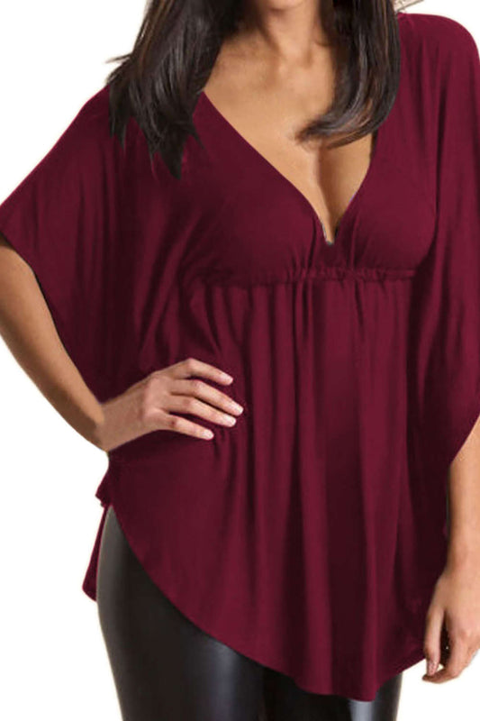 Iyasson Women's Plus Size Batwing Sleeve Tops