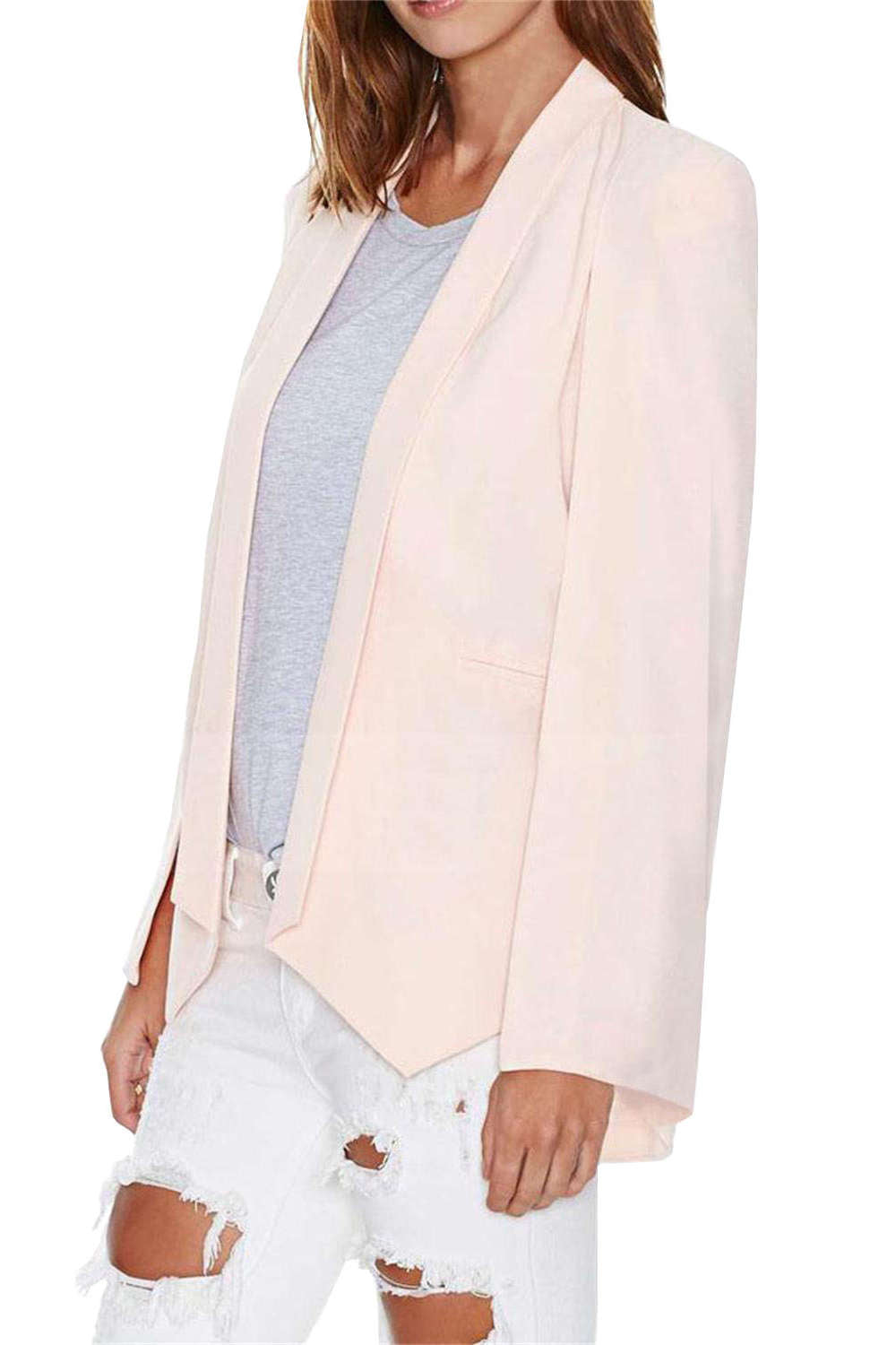 Iyasson Lapel Plain Cape Sleeve Blazers