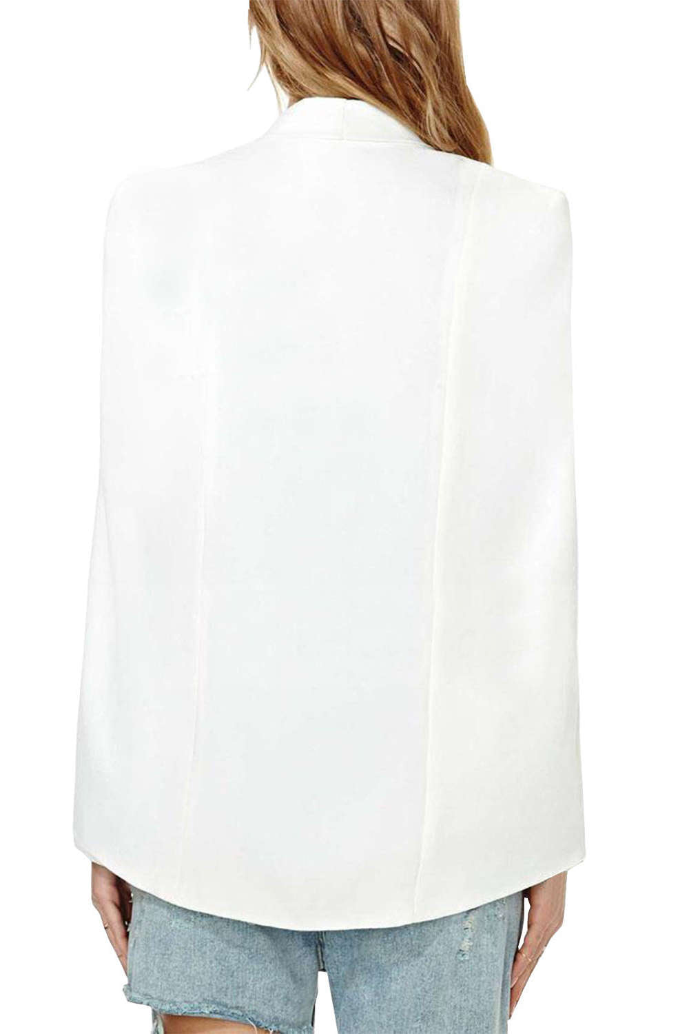 Iyasson Lapel Plain Cape Sleeve Blazers