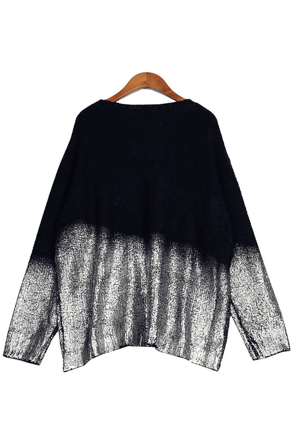 Iyasson Long Sleeve Gradient Color Casual Knit Sweater