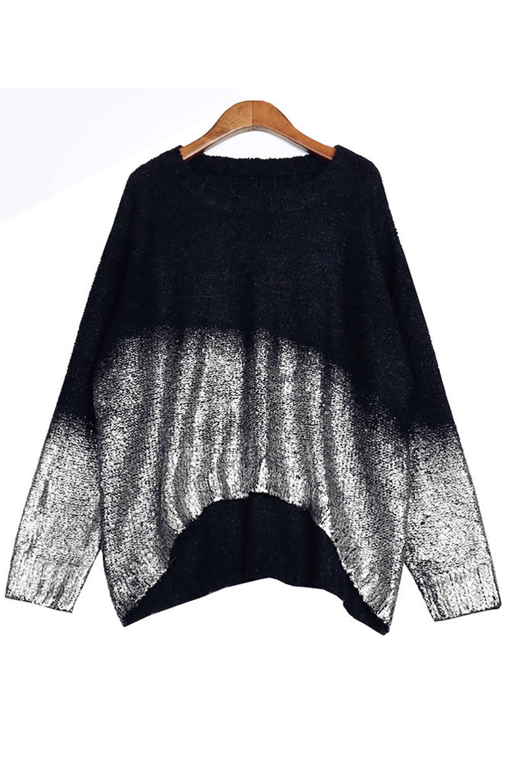 Iyasson Long Sleeve Gradient Color Casual Knit Sweater