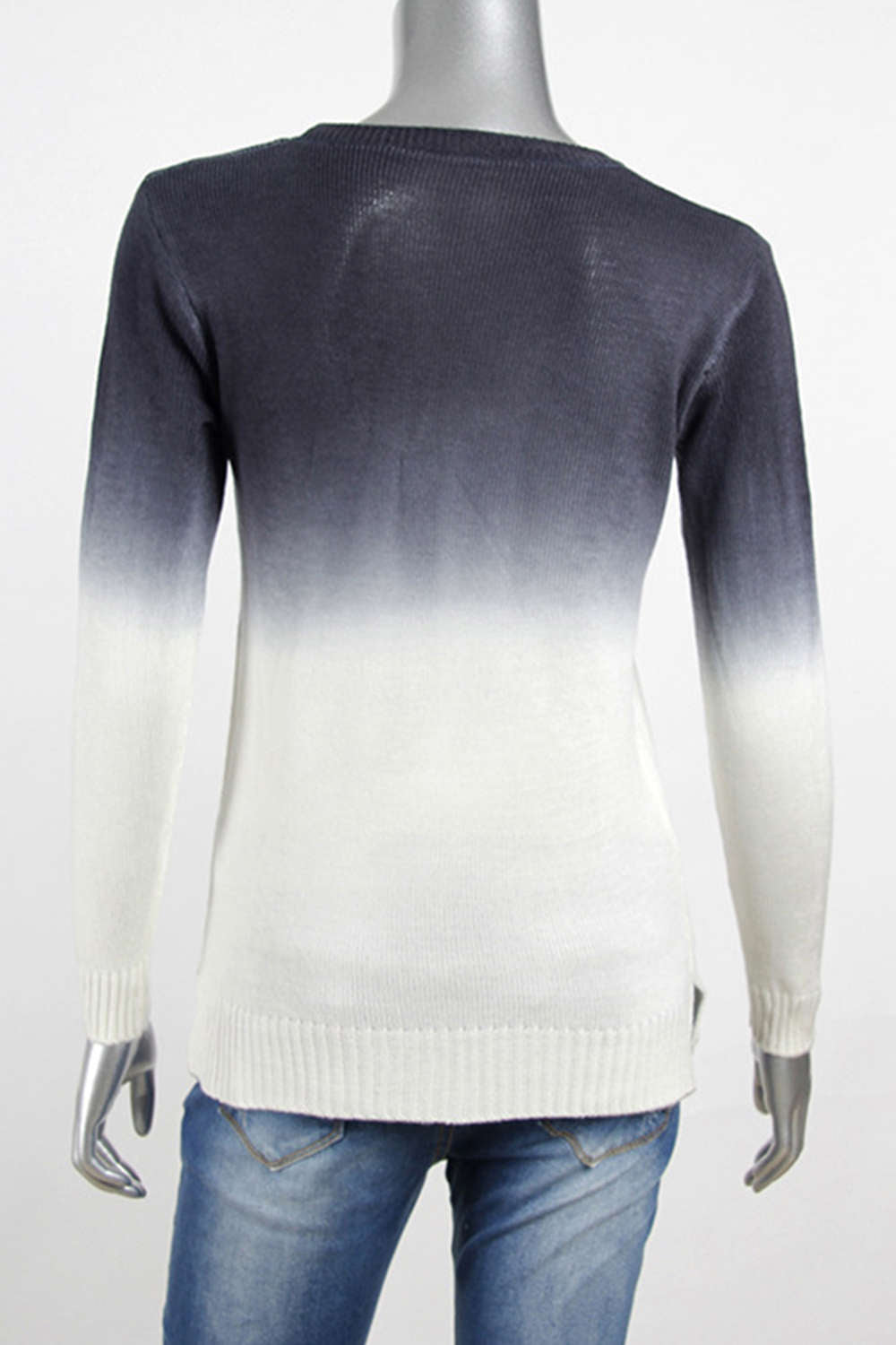 Iyasson Long Sleeve Gradient Color Casual Knit Sweater