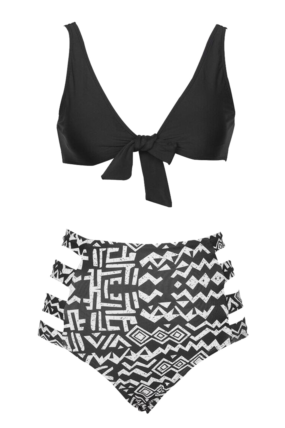 Iyasson Black Bowknot Tank Bikini Set