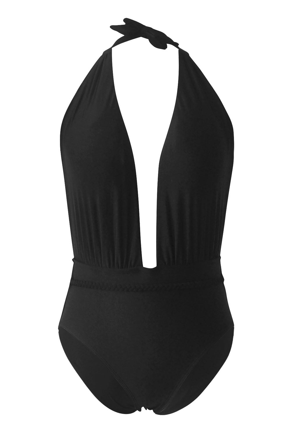 Iyasson Women's Sexy Deep V-Neck Halter Waist One-piece Swimsuit