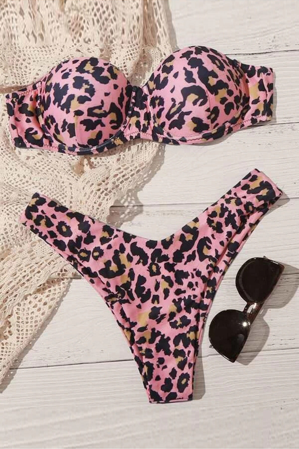 Leopard Underwire High Cut Bikini Swimsuit