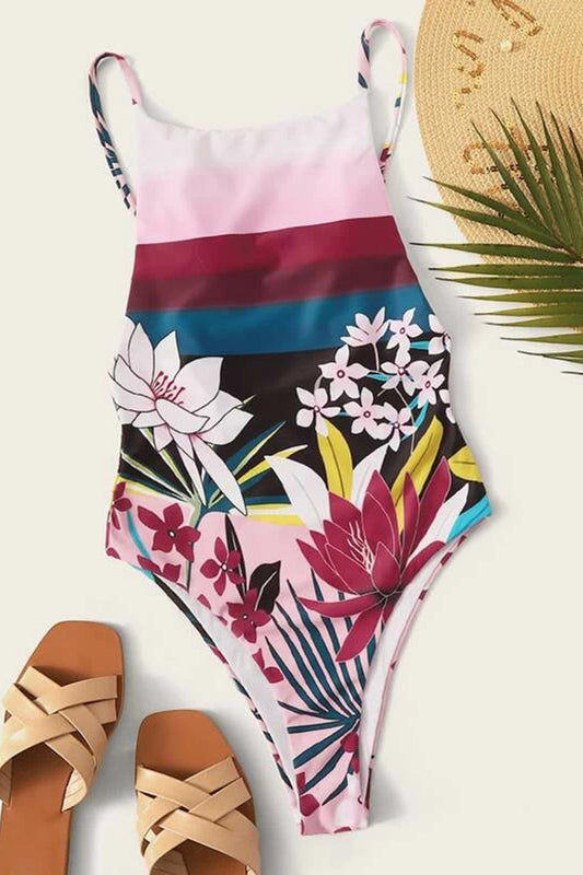 Floral Print One Piece Swimsuit