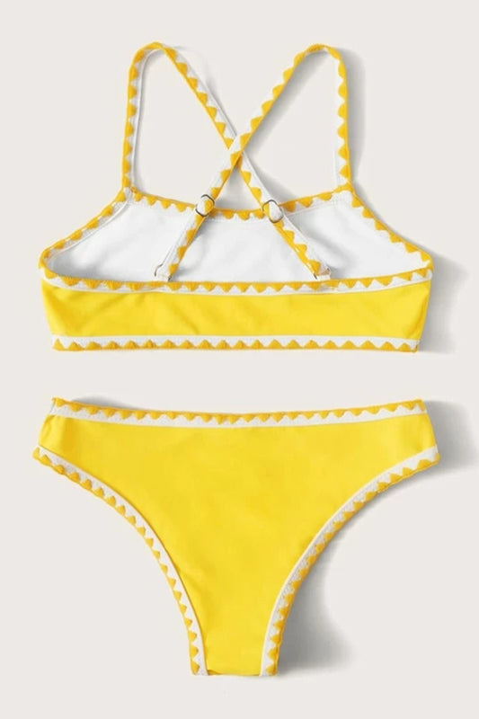 Girls Whip Stitch Criss Cross Bikini Set