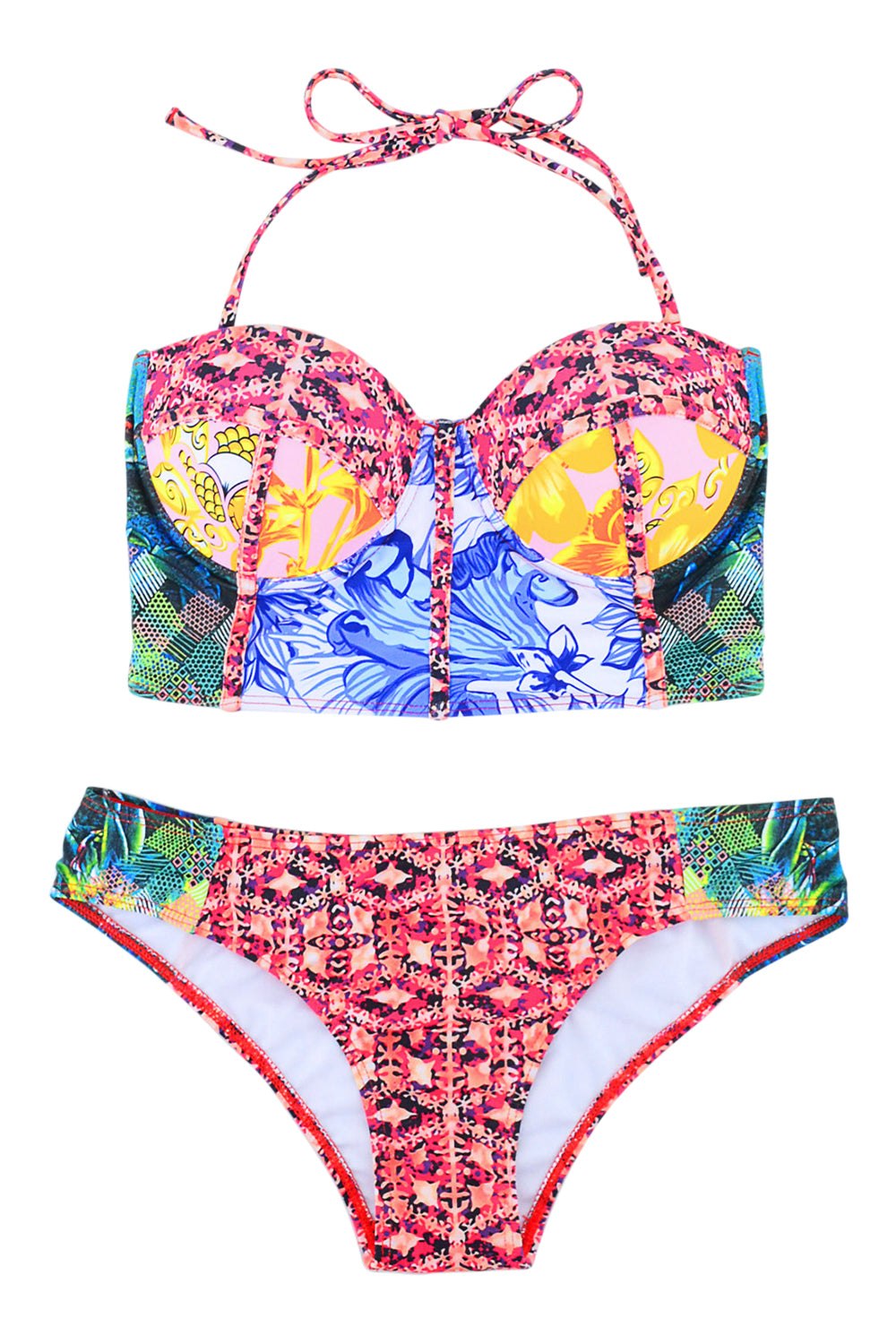 Iyasson Removable halter straps Tropical swimsuit